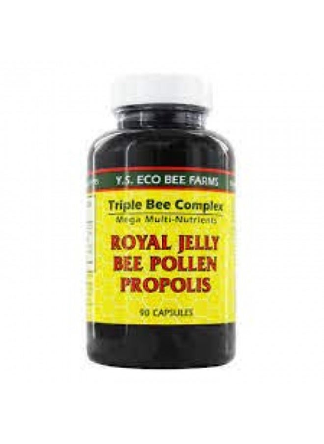 Triple Bee Complex, Royal Jelly, Bee Pollen, Propolis -90 Caps -2 Pack