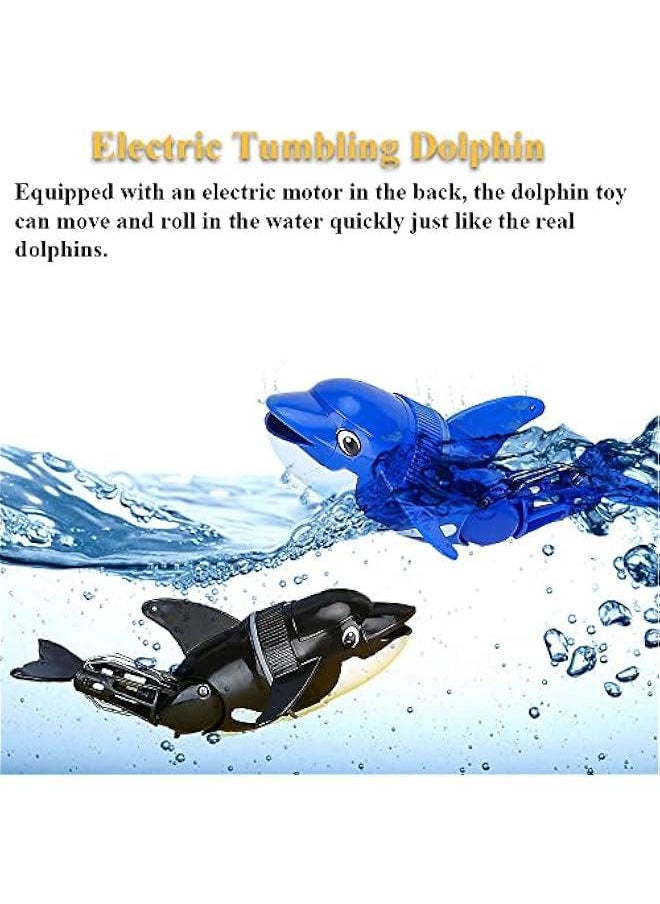 Electric Rollover Dolphin Bath Toy, Bathtub Rolling Fish Toy Tubmling Dolphin Tub Toy Swimming Dolphin Bathtub Toy Simulated Fish Water Toy (Black)