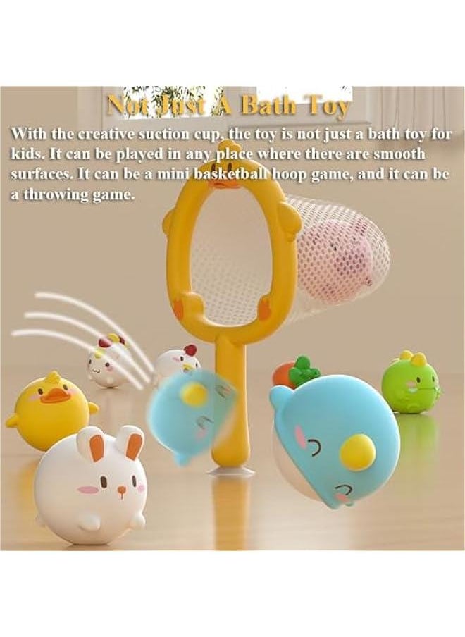 Glowing Fishing Bath Toy, Glowing Animal Ball Tub Toy Light-p Bathtub Toy Luminous Animal Floating Toy Tub Fishing Game Bath Toy Tub Basketball Hoop Toy (3PCS Glowing Animal Balls-2)