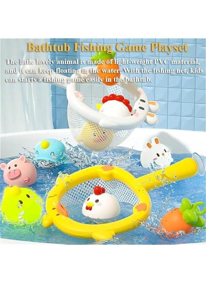 Glowing Fishing Bath Toy, Glowing Animal Ball Tub Toy Light-p Bathtub Toy Luminous Animal Floating Toy Tub Fishing Game Bath Toy Tub Basketball Hoop Toy (3PCS Glowing Animal Balls-2)