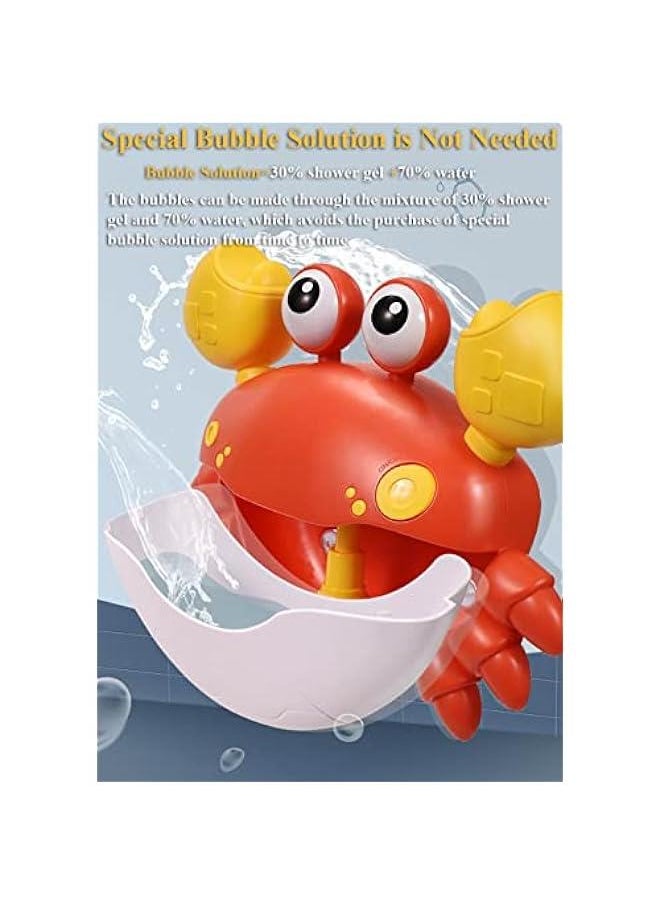 Bath Toy Bubble Maker, Electric Bathtub Bubble Machine Cartoon Crab Bubble Blower Tub Bubble Maker Crab Bath Toy with Music and Vacuum Suction Cups (Red)