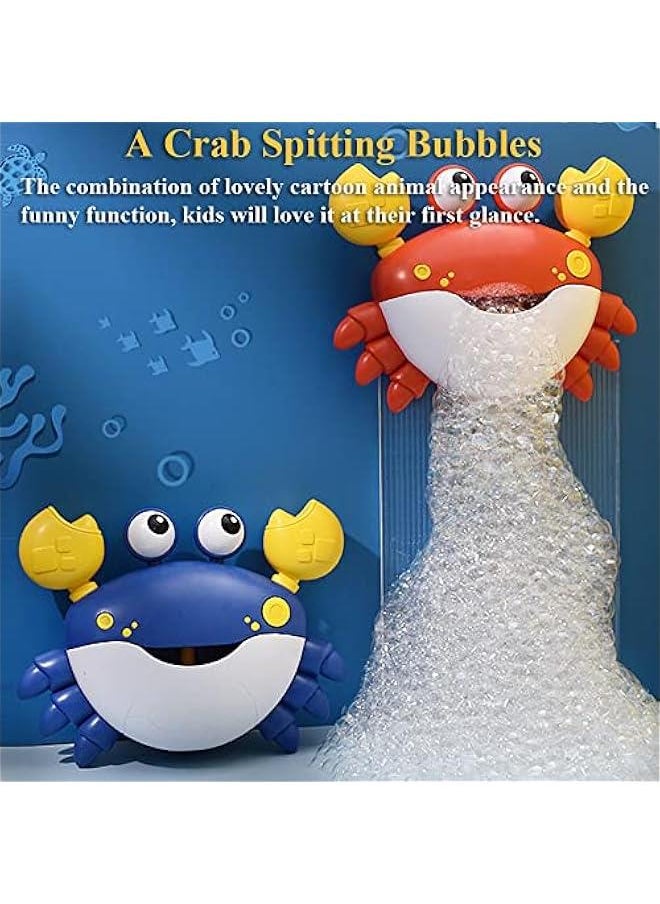 Bath Toy Bubble Maker, Electric Bathtub Bubble Machine Cartoon Crab Bubble Blower Tub Bubble Maker Crab Bath Toy with Music and Vacuum Suction Cups (Red)