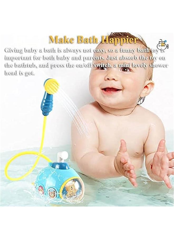 Bathtub Submarine Shower Sprinkler Toy, Electric Submarine Shower Head Bath Toy Tub Cartoon Sprinkler Shower Water Toy boat Water Pump Toy Pool Spray Water Toy (Submarine-Yellow)