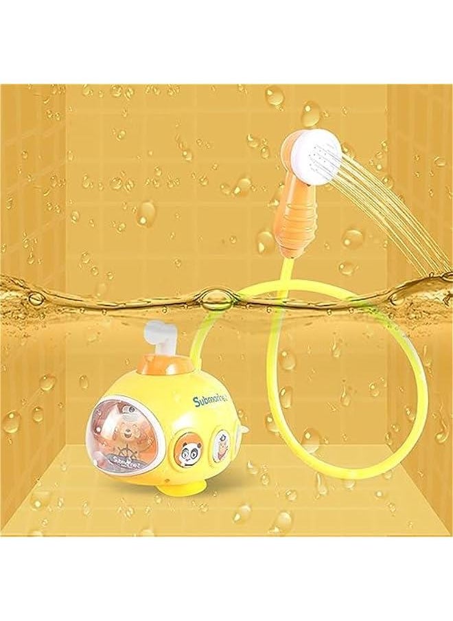 Bathtub Submarine Shower Sprinkler Toy, Electric Submarine Shower Head Bath Toy Tub Cartoon Sprinkler Shower Water Toy boat Water Pump Toy Pool Spray Water Toy (Submarine-Yellow)