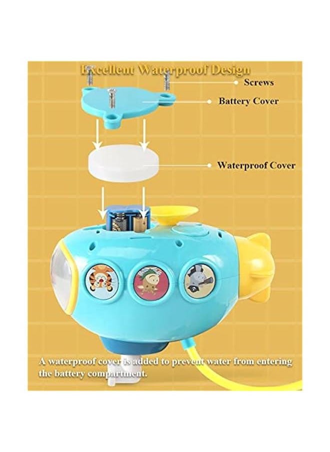 Bathtub Submarine Shower Sprinkler Toy, Electric Submarine Shower Head Bath Toy Tub Cartoon Sprinkler Shower Water Toy boat Water Pump Toy Pool Spray Water Toy (Submarine-Yellow)