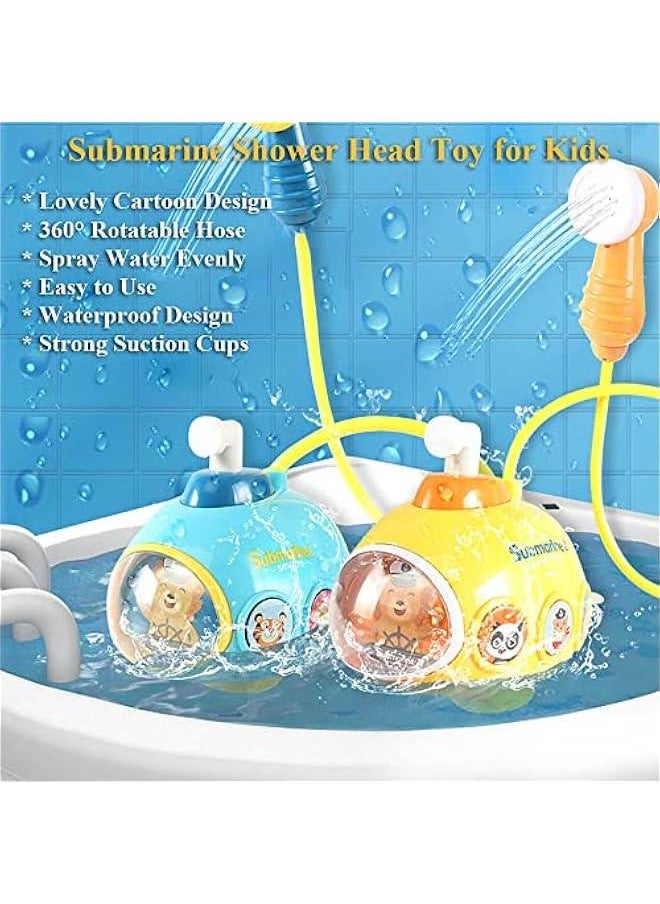 Bathtub Submarine Shower Sprinkler Toy, Electric Submarine Shower Head Bath Toy Tub Cartoon Sprinkler Shower Water Toy boat Water Pump Toy Pool Spray Water Toy (Submarine-Yellow)