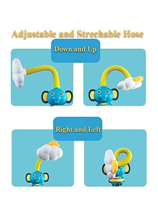 Bathtub Shower Head Toy, Elephant Electric Shower Sprinkler Toy for Kids Tub Shower Head Electric Water Pump Bath Toy Toddlers Hand Shower Sprinkler Bathtub Toy with 3 Suction Cups (Pink)