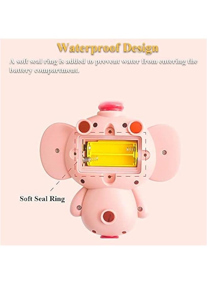 Bathtub Shower Head Toy, Elephant Electric Shower Sprinkler Toy for Kids Tub Shower Head Electric Water Pump Bath Toy Toddlers Hand Shower Sprinkler Bathtub Toy with 3 Suction Cups (Pink)