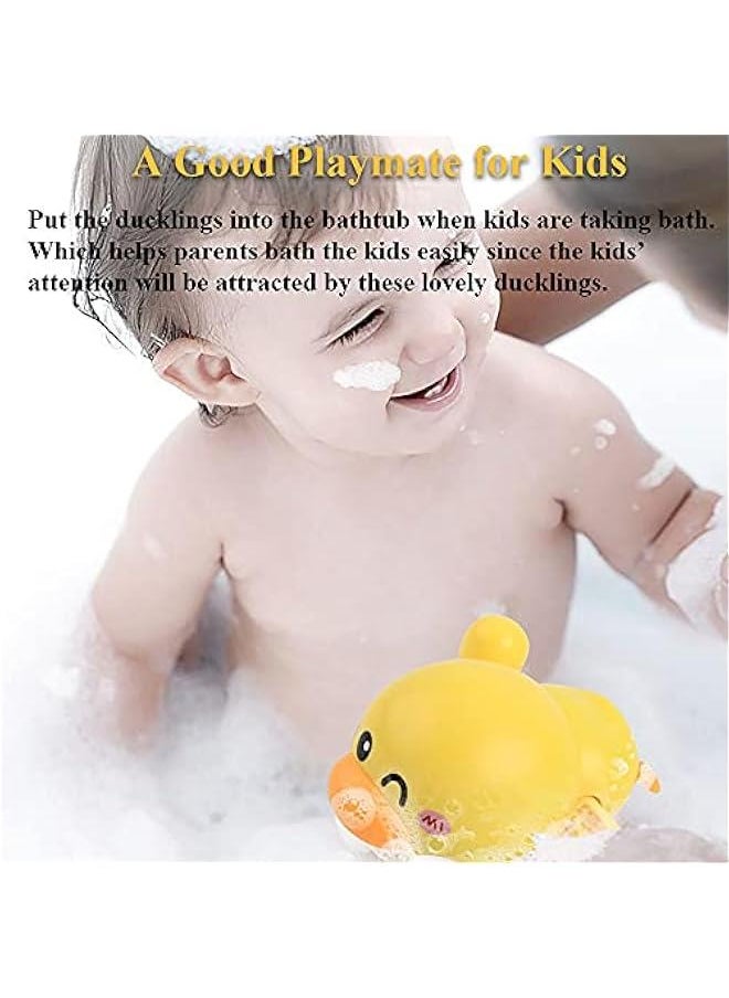 2PCS Ducks Bathtub Toy for Babies, Swimming Duckling Windup Duck Bath Toy Floating Water Toy Clockwork Swimming Duck for Boys and Girls (Black+Yellow)