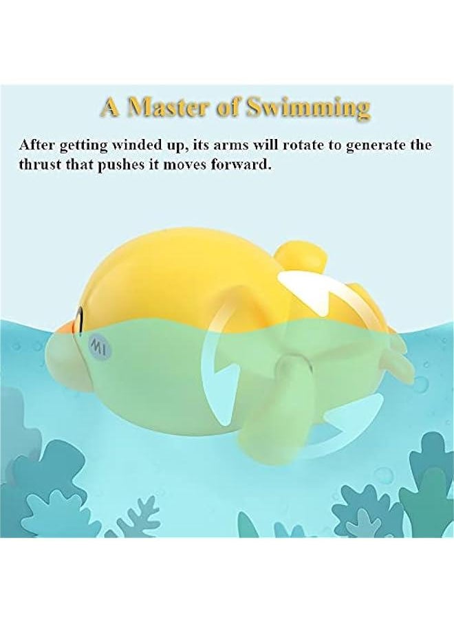 2PCS Ducks Bathtub Toy for Babies, Swimming Duckling Windup Duck Bath Toy Floating Water Toy Clockwork Swimming Duck for Boys and Girls (Black+Yellow)