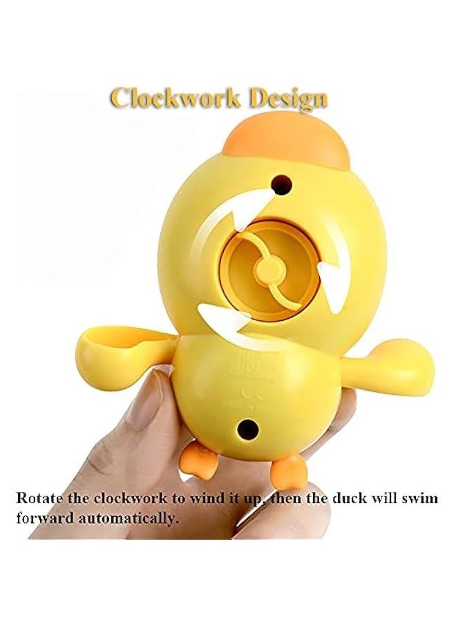 2PCS Ducks Bathtub Toy for Babies, Swimming Duckling Windup Duck Bath Toy Floating Water Toy Clockwork Swimming Duck for Boys and Girls (Black+Yellow)