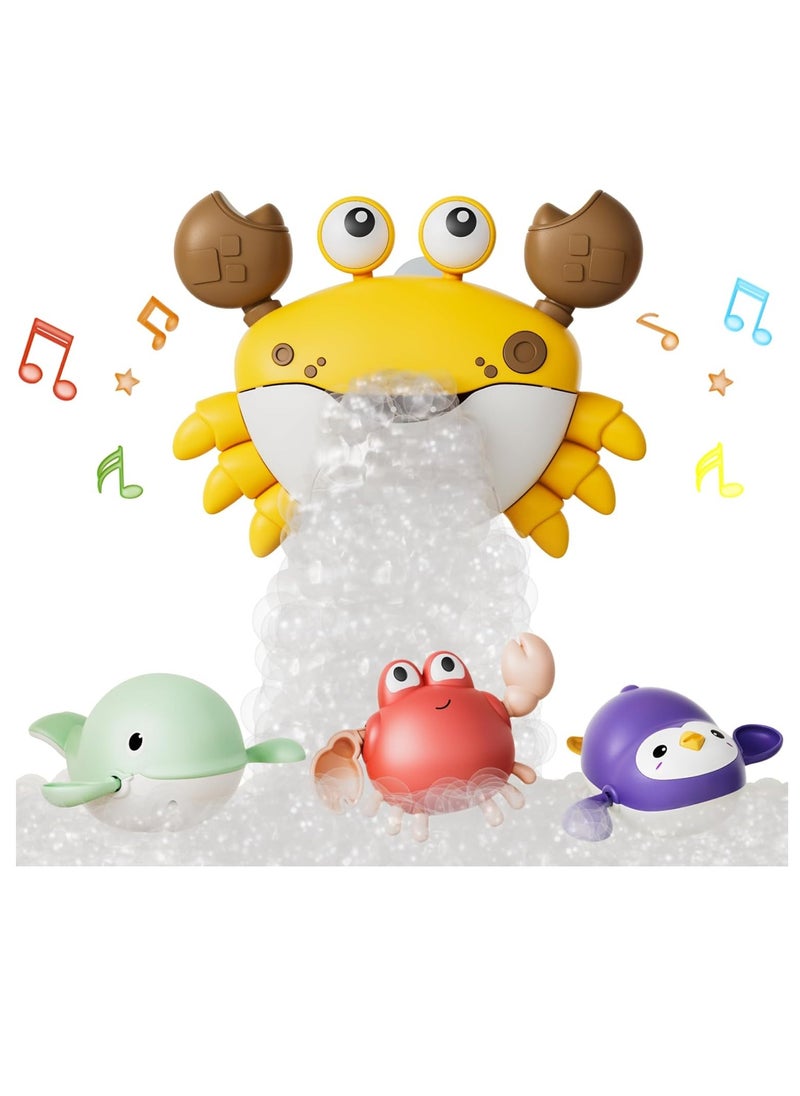 Crab Bubble Machine Bath Toy with 3 Pack Wind-up Poor Toys, Automatic Bubble Maker Baby Bath Toys, Blow Bubbles and Plays Children’s Songs, Birthday Gift for Kids