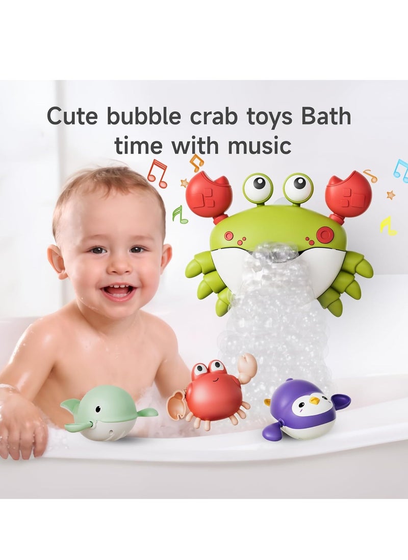 Crab Bubble Machine Bath Toy with 3 Pack Wind-up Poor Toys, Automatic Bubble Maker Baby Bath Toys, Blow Bubbles and Plays Children’s Songs, Birthday Gift for Kids