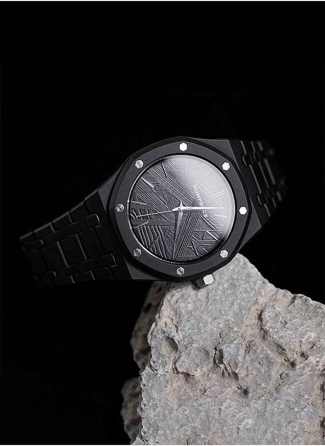 Lightweight Quartz Watch for Men Sport Waterproof Watches 2304 black