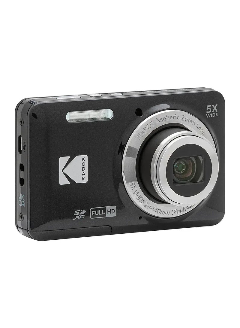 Pixpro FZ55-BK 16MP Digital Camera 5X Optical Zoom 28mm Wide Angle 1080P Full HD Video 2.7