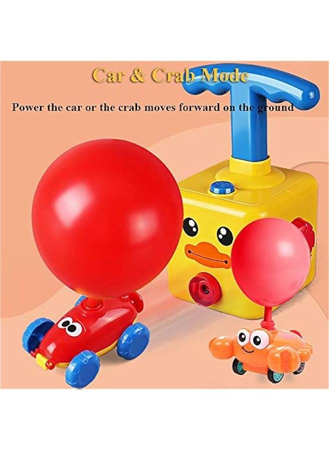 Balloon Powered Car Balloon Launch Toy Inertial Power Vehicle Toy Air Powered Racer Launcher Spaceman Rocket Cute Crab STEM Toy for Kids with 12 Balloons and Blue Launch Tower (Monster)