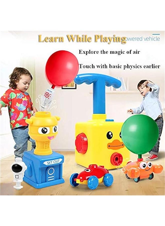 Balloon Powered Car Balloon Launch Toy Inertial Power Vehicle Toy Air Powered Racer Launcher Spaceman Rocket Cute Crab STEM Toy for Kids with 12 Balloons and Blue Launch Tower (Monster)