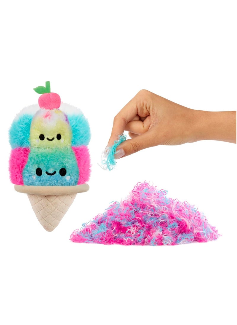 Double Scoop Ice Cream Small Collectible Character Plush Toy, Surprise Reveal Out of the Box, Hugable Fidget DIY Fur Pull, Super Soft Fluff, Stress Relief Plush Pulling Toy Squeeze Fun Doll Gift