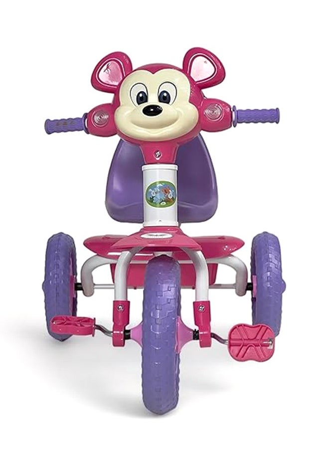 Kids Balance Bike Kids Tricycles for 1.5-4 Years, Three Wheel Tricycle For Toddlers With Sounds and Lights, 3 Wheel Baby Bicycle With Basket, Toddlers Small Trike, Pink