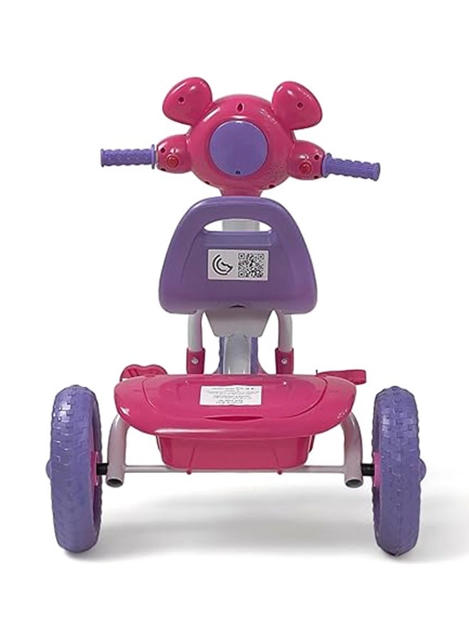 Kids Balance Bike Kids Tricycles for 1.5-4 Years, Three Wheel Tricycle For Toddlers With Sounds and Lights, 3 Wheel Baby Bicycle With Basket, Toddlers Small Trike, Pink