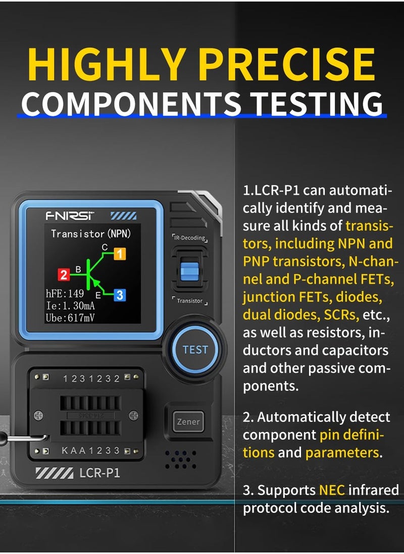 LCR-P1 Transistor Tester, Diode Triode Capacitor Resistance, LCR ESR Meter MOSFET NPN PNP SMD Multifunction Tester