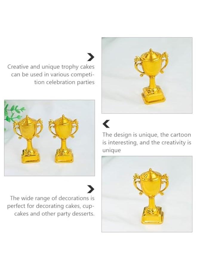 3Pcs Trophy Shaped Cake Topper Competition Theme Party Decoration Dessert Cake Topper for Adorable Contest Themed Cake Decor for Kids Parties and Competitions