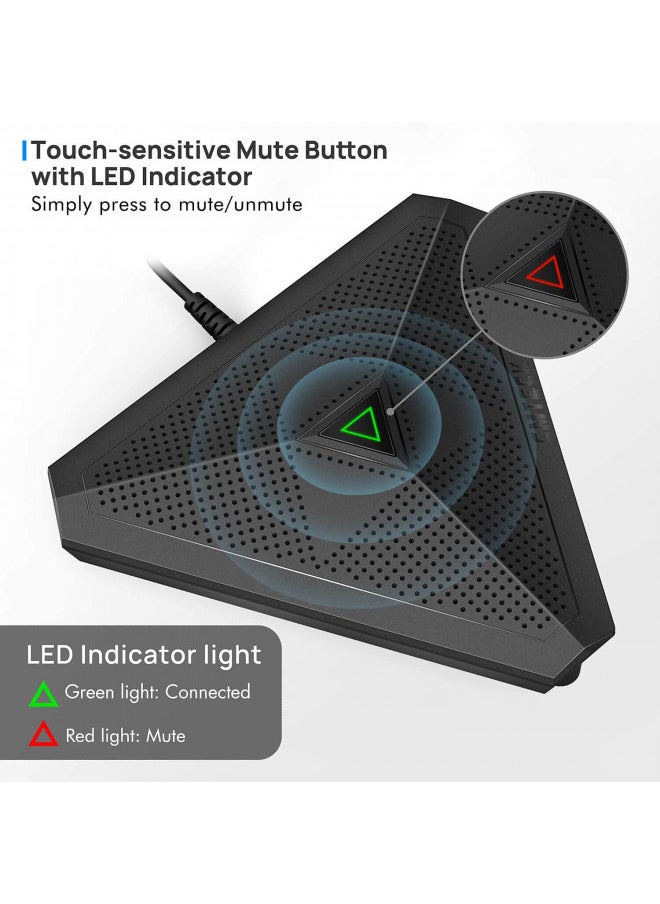 CMTECK Conference USB Microphone, Computer Desktop Mic with Mute Function, Omnidirectional Condenser PC Mic for Video, Streaming, VoIP Calls, Skype, Plug & Play Compatible with Mac OS X Windows PC