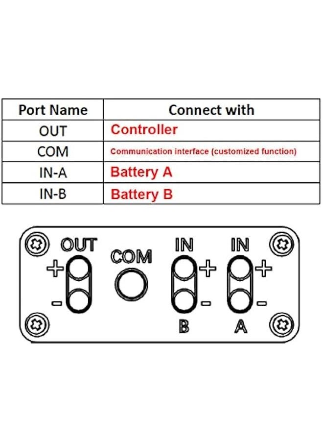 Double Battery Discharge Converter for , 20V-72V DC Dual Battery Pack Switch Balancer for Increase The Capacity by Connecting Two Batteries in Parallel Equalization Module (30A)