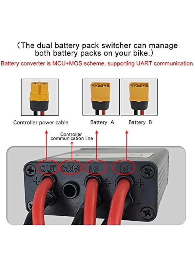 Double Battery Discharge Converter for , 20V-72V DC Dual Battery Pack Switch Balancer for Increase The Capacity by Connecting Two Batteries in Parallel Equalization Module (30A)