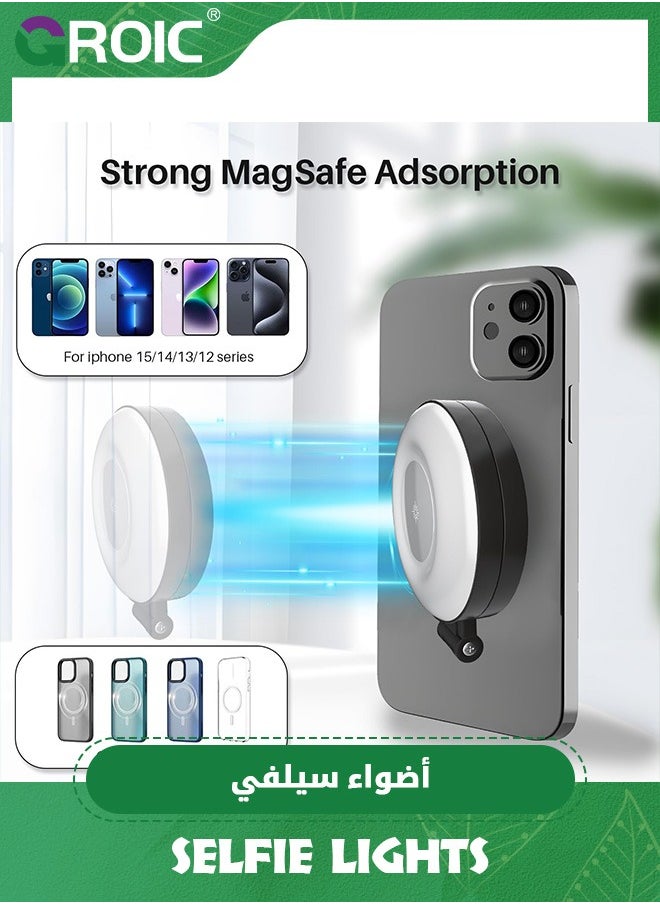 Selfie Light for Phone, Rechargeable Magnetic Fill Light, Adjusted 3 Light Modes 180° Flip Ring Light for Makeup, Video, TikTok, Vlog, Travel Photography, Compatible with iPhone and Android