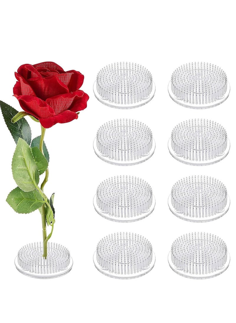 8 Pieces Plastic Floral Frogs Japanese Style Flower Vase Round Clear Flower Arranger Tool Pin Holder