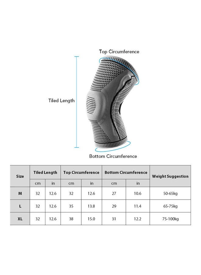 1pcs Knee Support Men Women Knee Brace with Side Stabilizers Silicone Pad Sports Knee Sleeves for Weightlifting Powerlifting Running M 33*2*20cm