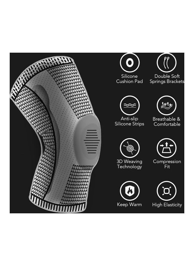 1pcs Knee Support Men Women Knee Brace with Side Stabilizers Silicone Pad Sports Knee Sleeves for Weightlifting Powerlifting Running M 33*2*20cm