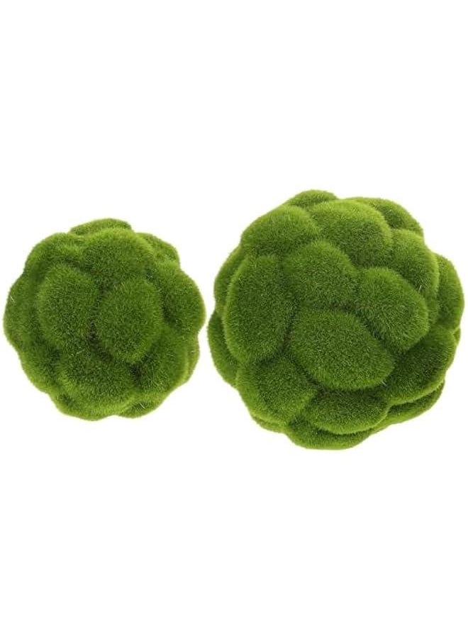 2pcs Moss Balls for Decoration Faux Green Moss Balls Artificial Moss Rocks Simulated Green Moss Balls Decorative Faux Green Moss Covered Topiary Ball for Garden Wedding Party Decoration