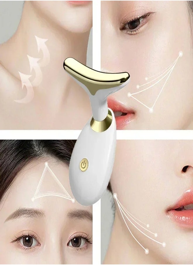 Electric LED Vibration Face and Neck Massager, Beauty Device Lifting and Tighten Massager, Triple-Action Wrinkle Remover for Skin Care, Tightening, and Smoothness