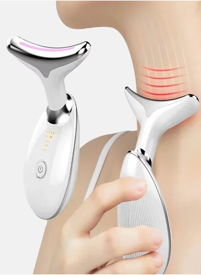 Electric LED Vibration Face and Neck Massager, Beauty Device Lifting and Tighten Massager, Triple-Action Wrinkle Remover for Skin Care, Tightening, and Smoothness