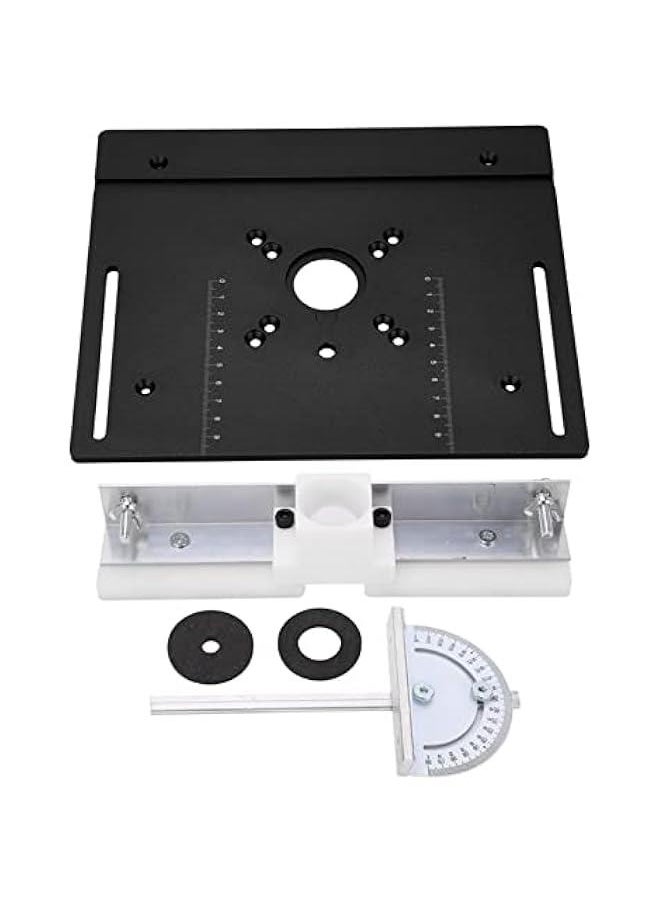 Aluminium Router Table Insert Plate, Metal Router System DIY Router Table for Woodworking Benches Router Plate Wood Tools Milling Trimming Machine with Rings (Black)