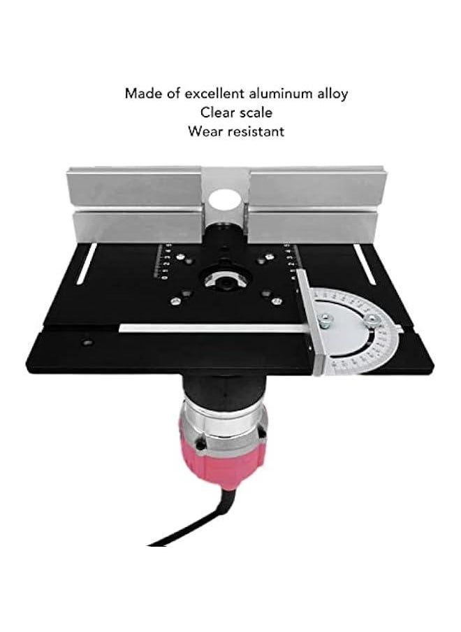 Aluminium Router Table Insert Plate, Metal Router System DIY Router Table for Woodworking Benches Router Plate Wood Tools Milling Trimming Machine with Rings (Black)