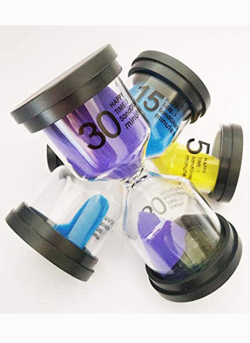 Sand Timer Colorful Hourglass Sandglass Timer 1 min/3 mins/5 mins/10 mins/15 mins/30 mins Sand Clock Timer for Games Classroom Home Office(Pack of 6)