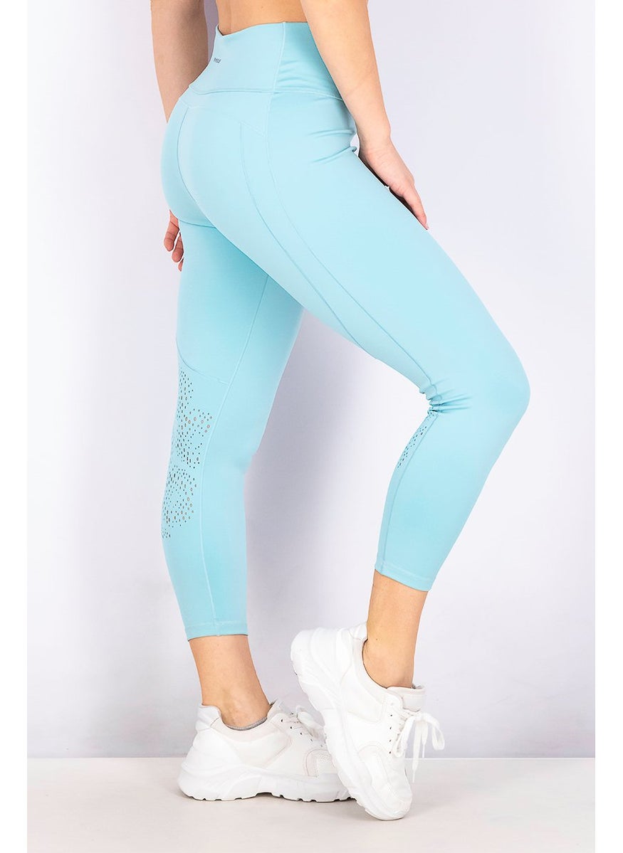 Women Regular Fit Training Leggings, Turquoise