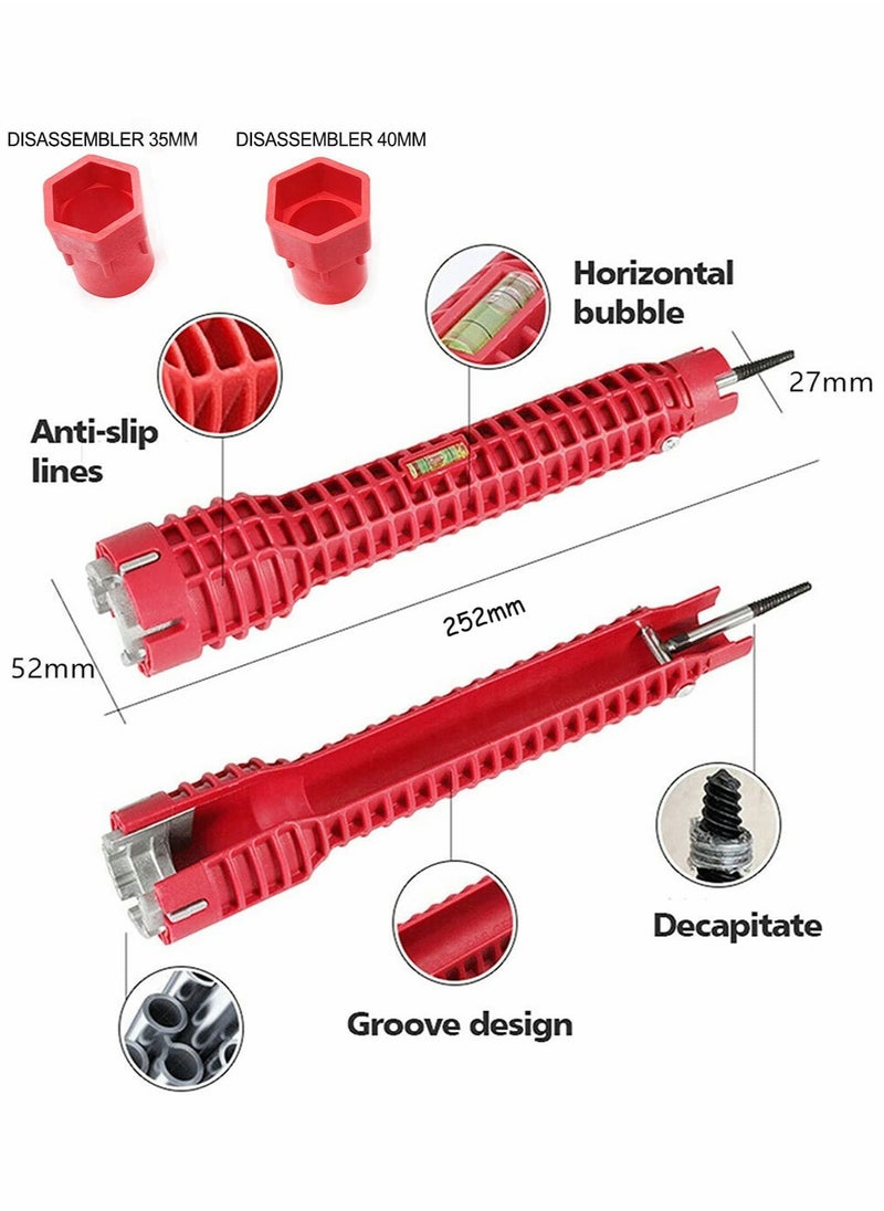 Faucet and Sink Installer, 8 in 1 Multifunctional Wrench Tool Double Head Installer Water Pipe Spanner Tackle