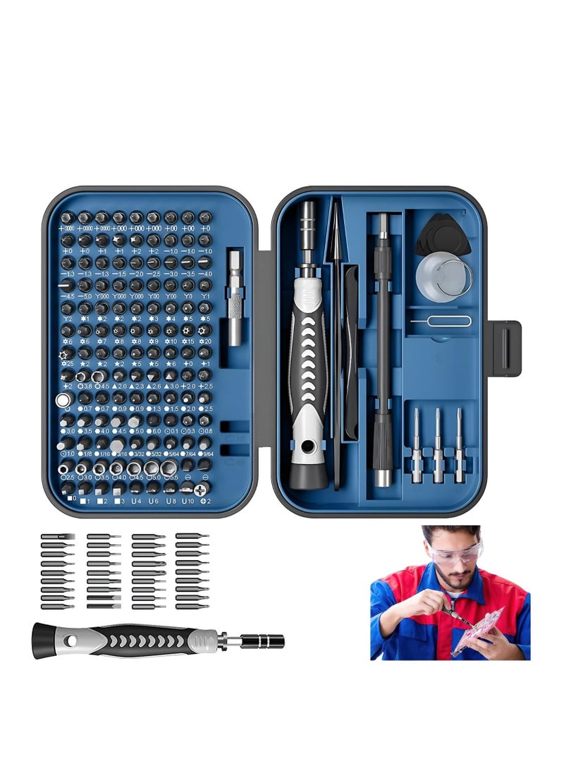 HOUMT Screwdriver Sets, 130 in 1 Magnetic Tool Kit Precision Mechanic Torx Bit with Flexible Shaft Tool Set Screwdriver Set Bits for Mobile Phone, Smartphone, Gaming Device, Tablet, PC (Blue)