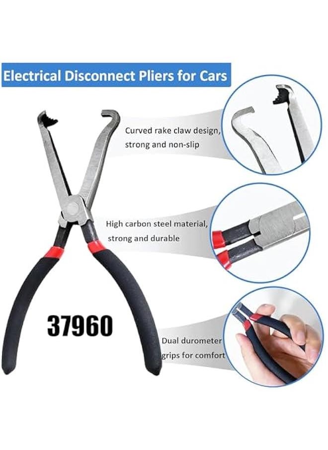 Upgraded 37960 Electrical Disconnect Pliers, 2024 Upgrade Fuel Line Pliers Electrical Connector Pliers, Automotive Electrical Plug Connector Disconnect Tools for Push Tab Style Plugs (Black+Blue)