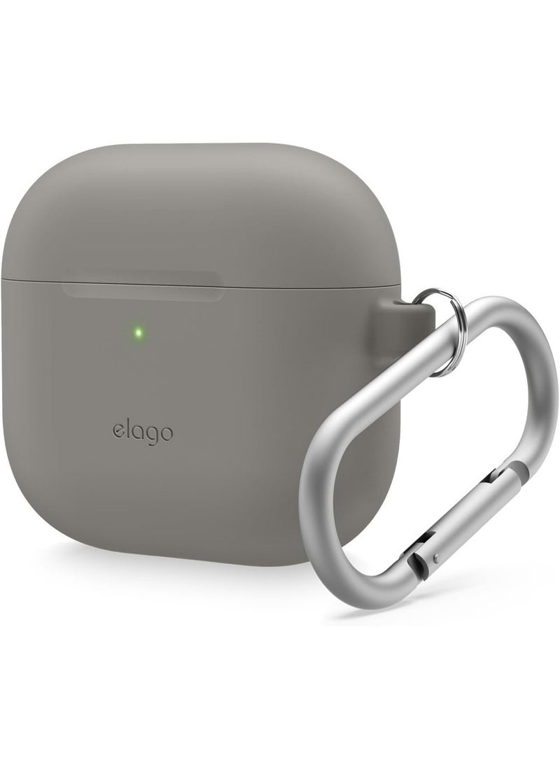 elago Silicone Hang compatible with AirPods 4 case cover (2024) with Carabiner - Medium Gray