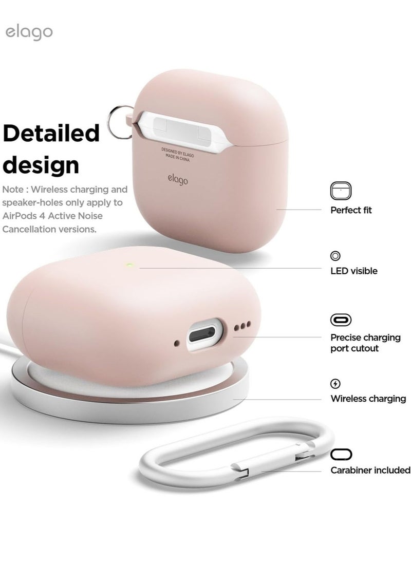 elago Liquid Hybrid Hang compatible with AirPods 4 case cover (2024) with Carabiner - Pink