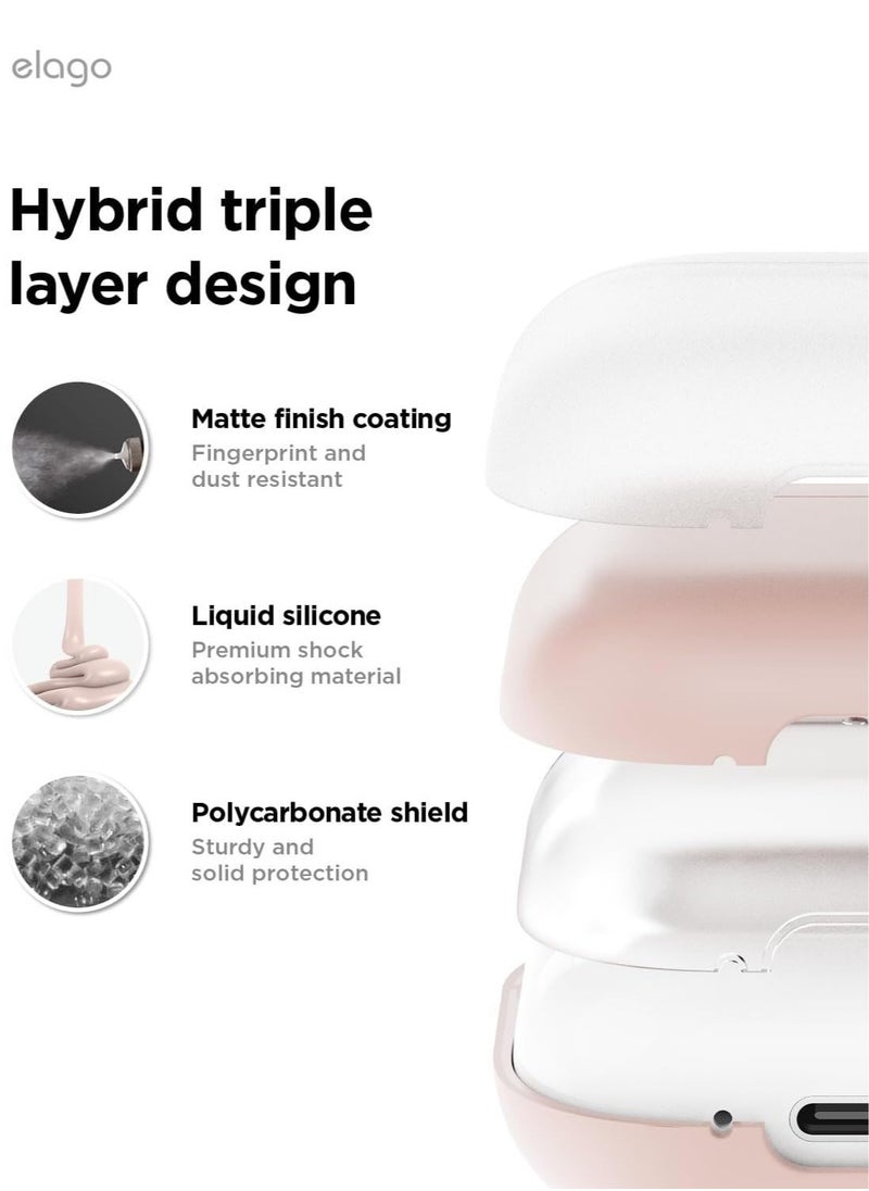 elago Liquid Hybrid Hang compatible with AirPods 4 case cover (2024) with Carabiner - Pink