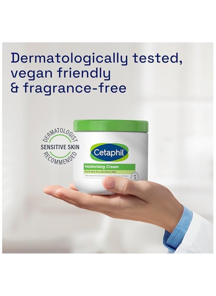 Cetaphil Moisturizing Cream, Face & Body Moisturizer for Men & Women, Dry to Very Dry and Sensitive Skin, Unscented, 453g