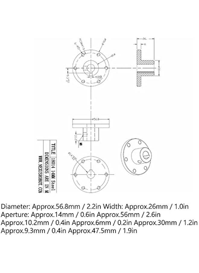 14mm Stainless Steel Key Hub RC Shaft Coupling Replacement Parts with Chain Slot, Stainless Steel Shaft Coupling Flange Coupling Connector Flange Shaft Coupling 18014