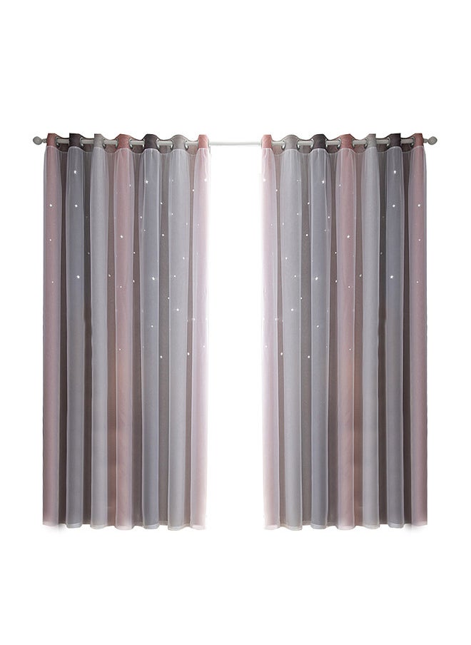 2PCS Star Curtains Blackout High Precision Curtains for Kids Girls Bedroom Living Room Colorful Double Layer Star Window Curtains