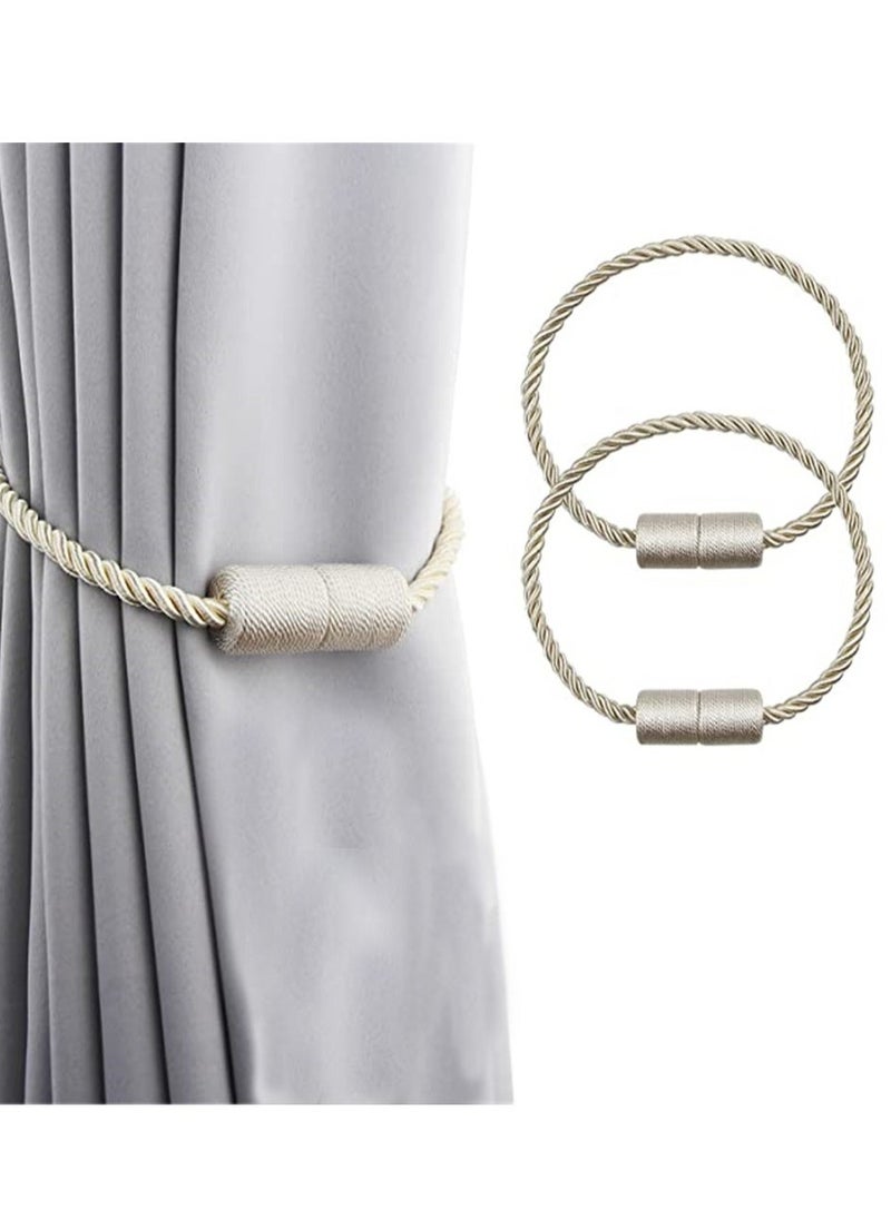 2 Pack Beige Strong Magnetic Curtain Tie Outdoor Elegant Decor Tie Back Modern Cord Tie For Curtain Curtain Curtain Holder